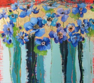 Blue Anemones #1039, by Anne Salas, oil on canvas, 32” x 36”