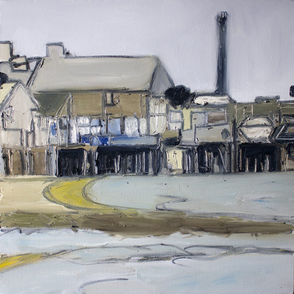Wharf II, by Sean McCabe, oil and charcoal on canvas, 20 x 20 inches